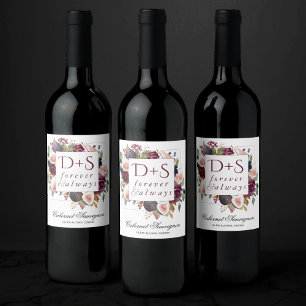 Bloeiende vijgen   Moody rustieke Monogram krans Wijn Etiket