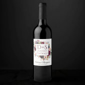 Bloeiende vijgen | Moody rustieke Monogram krans Wijn Etiket