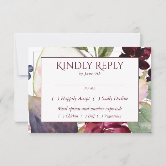 Bloeiende vijgen | Rustiek fruit Moody Blossoms En RSVP Kaartje (Voorkant)
