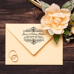 bloeiende vintage bruiloft retouradres zelfinktende stempel