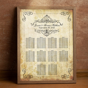 bloeiende vintage bruiloft zitgrafiek poster
