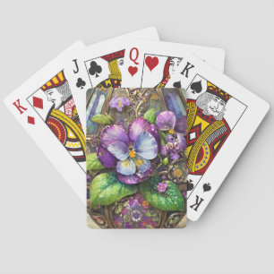 Bloeiende Vogels Voet Viooltjes Wilde Bloemen Paas Pokerkaarten