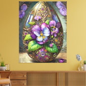 Bloeiende Vogels Voetviooltjes Wildflowers Easter  Canvas Afdruk (Insitu (Woonkamer))