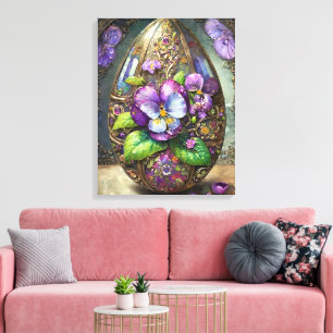 Bloeiende Vogels Voetviooltjes Wildflowers Easter Canvas Afdruk