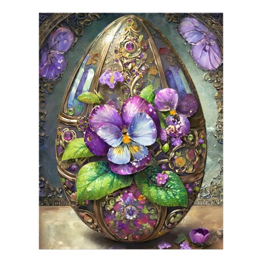 Bloeiende Vogels Voetviooltjes Wildflowers Easter Foto Afdruk (Voorkant)