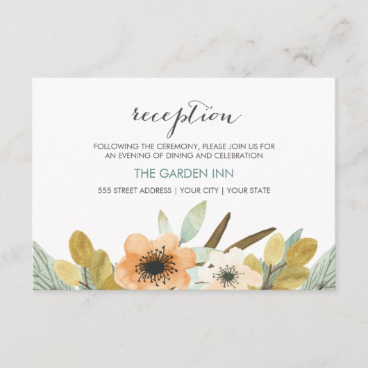 Bloeiende Waterverf Receptie Kaart (Voorkant)