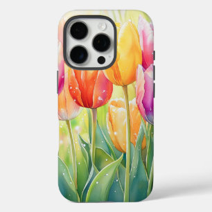 Bloeiende Waterverf Spring Tulip Garden iPhone 16 Pro Hoesje