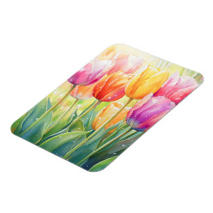 Bloeiende Waterverf Spring Tulip Garden Magneet