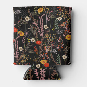 Bloeiende weide Bloemen Hand getrokken Blikjeskoeler