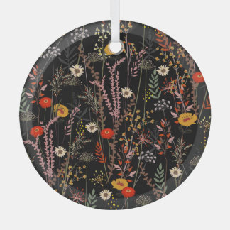 Bloeiende weide Bloemen Hand getrokken Glas Ornament