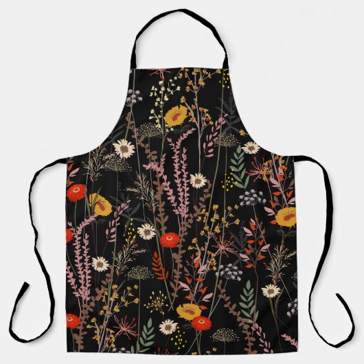 Bloeiende weide Bloemen Hand getrokken Schort (Voorkant)