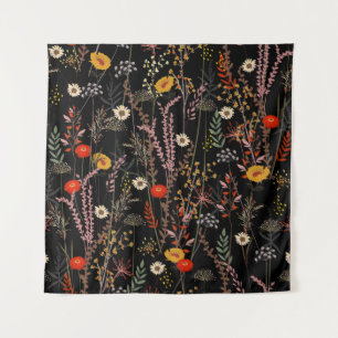 Bloeiende weide Bloemen Hand getrokken Wandkleed