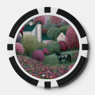 Bloeiende Weide Heuvelflank Paardenboerderij Poker Chips
