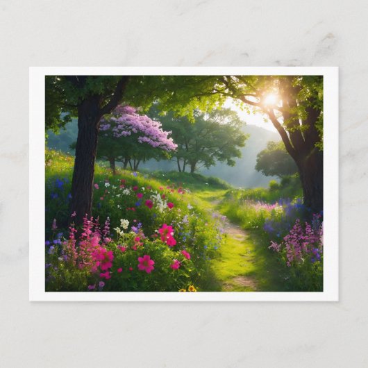 Bloeiende weiden, met een scala aan wilde bloemen briefkaart (Voorkant)