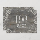 bloeiende wervelingen kant hout land bruiloft RSVP Uitnodiging Briefkaart (Voorkant / Achterkant)