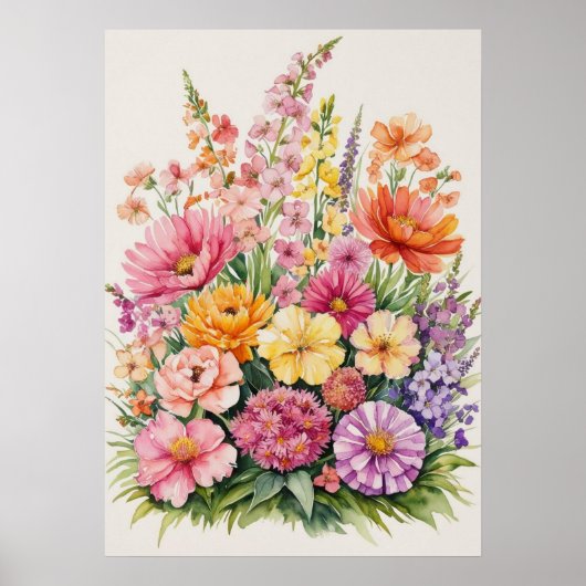 Bloeiende Wildflower Boeket Poster (Voorkant)