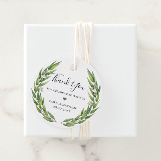 Bloeiende wilg Eucalyptus krans Bedankjes Labels (In situ)