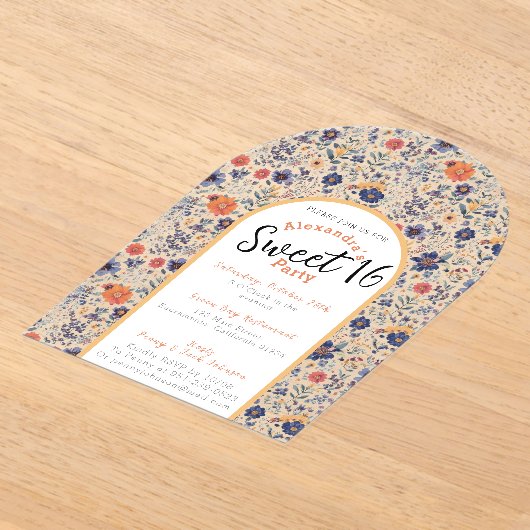 Bloeiende zoete zestien uitnodiging transparant acryl uitnodigingen (Laagn)