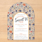 Bloeiende zoete zestien uitnodiging transparant acryl uitnodigingen (Voorkant)