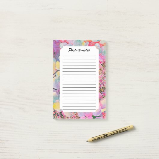 Bloeiende Zomer Hydrangea Bloem Post-it® Notes (Op bureau)