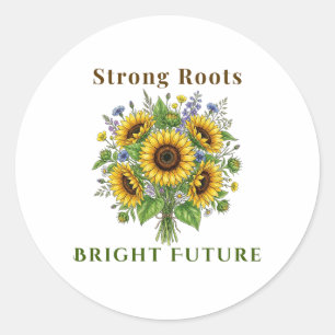 Bloeiende zonnebloemen botanische bloemkunst cadea ronde sticker