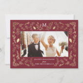 Bloeimonogram | Vakantiefotokaart Feestdagenkaart (Voorkant)