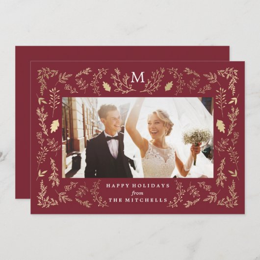 Bloeimonogram | Vakantiefotokaart Feestdagenkaart (Voorkant / Achterkant)