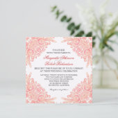 bloeit Damask huwelijksuitnodigingen Kaart (Staand voorkant)