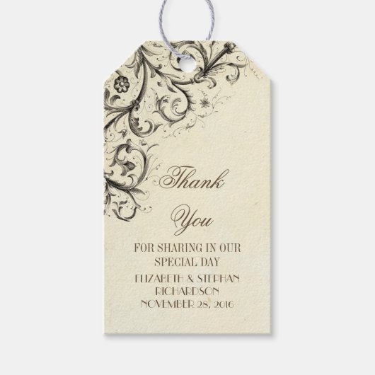 bloeit elegante bruiloft Dank U Cadeaulabel (Voorkant)