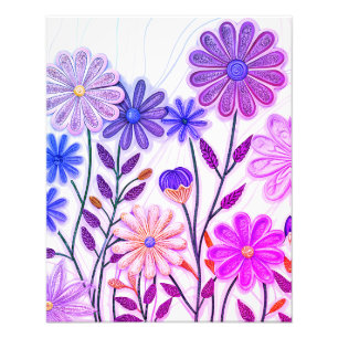 Bloeit in Papier & Draad: 3D Gequilled Wilde Bloem Foto Afdruk