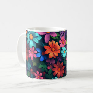 Bloem 3D met kleurrijke botanische bloemen, cadeau Koffiemok