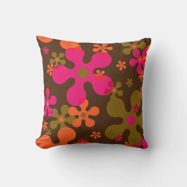 bloem 60s 70s patroonkussen kussen (Voorkant)