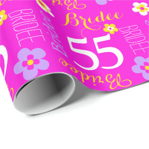 Bloem aangepaste naam Bridee 55 verjaardagswrap Cadeaupapier
