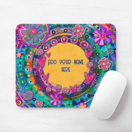 Bloem Aangepaste Naam Inspirivity Mousepad Muismat (Met muis)