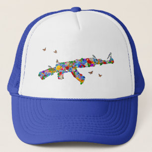 Bloem AK47 met vogels en vlinders Trucker Pet