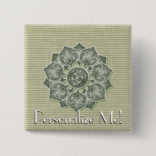 Bloem Applique met Jacquard Pick A COLOR Vierkante Button 5,1 Cm
