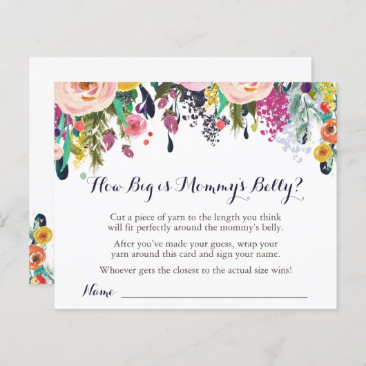 Bloem Baby shower Hoe groot is mama's Belly Game (Voorkant / Achterkant)