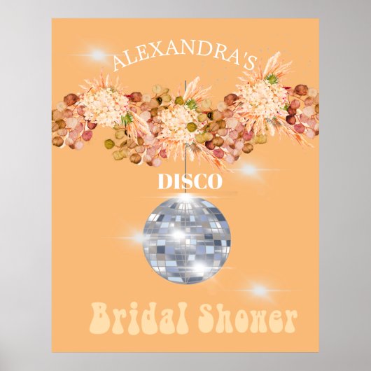 Bloem Bal Orange Disco Bruiloftsfeest Poster (Voorkant)