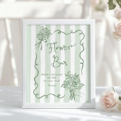 Bloem Bar Whimsical Sage groen Hand getrokken Brui Poster