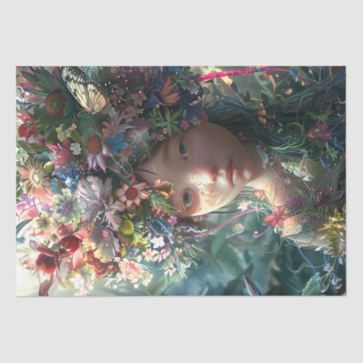 Bloem bedekte fee meisje decoupage tissuepapier (Voorkant)