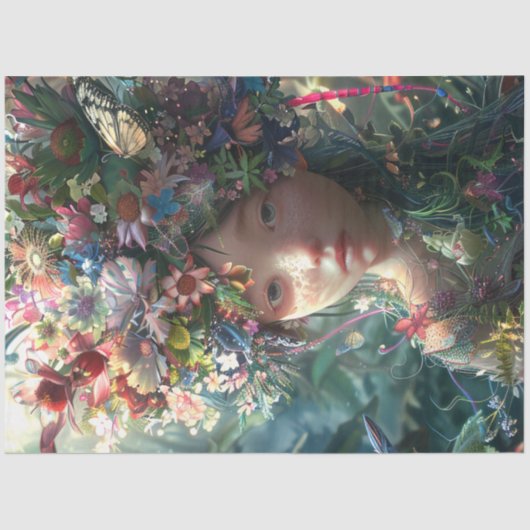 Bloem bedekte fee meisje decoupage tissuepapier (Voorkant)