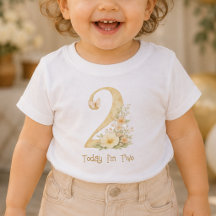 Bloem beige twee second verjaardag baby T-shirt