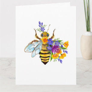 Bloem bij met wilde planten bedankkaart
