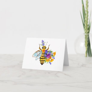 Bloem bij met wilde planten bedankkaart