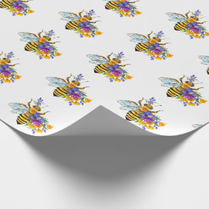 Bloem bij met wilde planten cadeaupapier