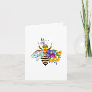 Bloem bij met wilde planten feestdagen kaart