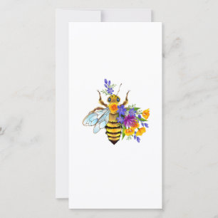 Bloem bij met wilde planten feestdagenkaart