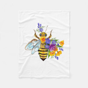 Bloem bij met wilde planten fleece deken
