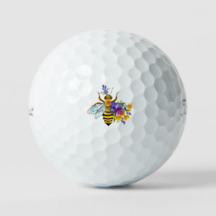 Bloem bij met wilde planten golfballen