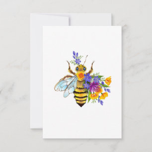 Bloem bij met wilde planten kaart